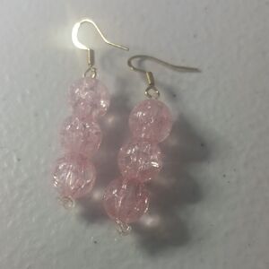 Chic Pink Beaded Dangle Earrings